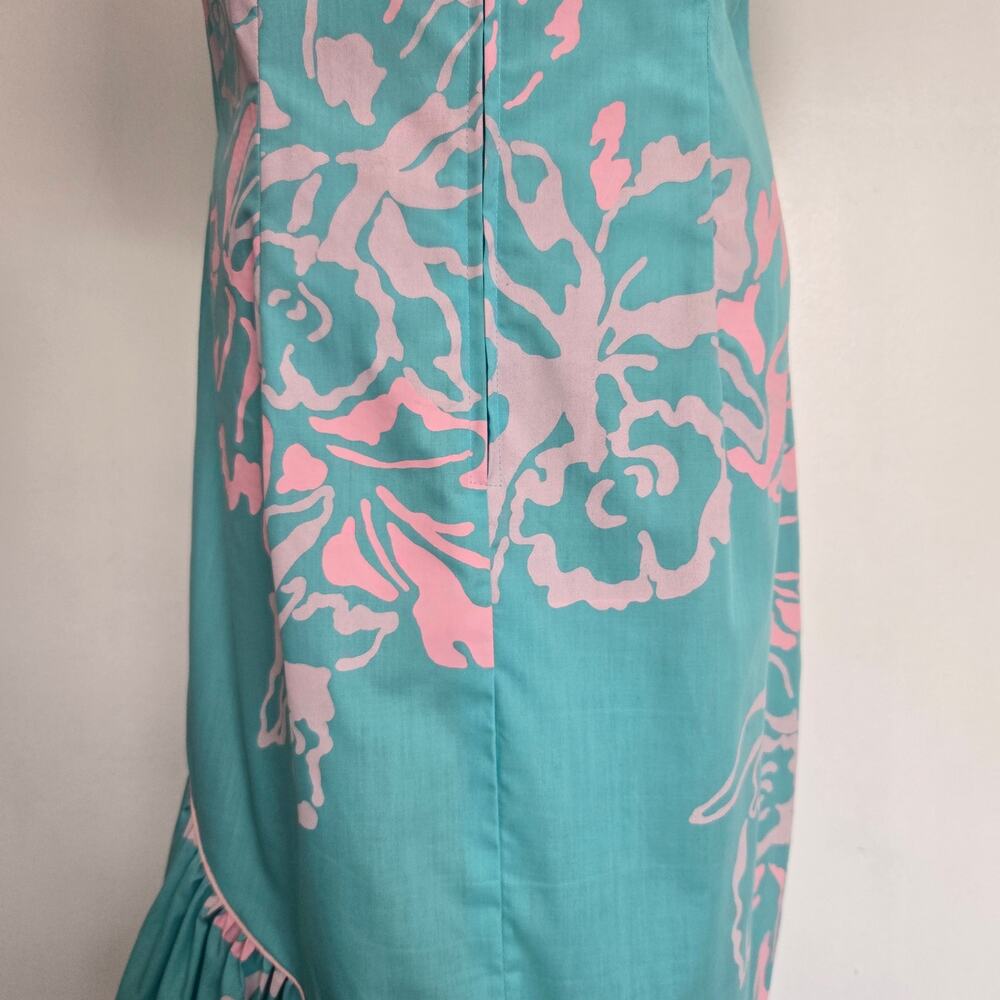 Vintage Hilo Hattie Hawaiian Maxi Dress Island Beach Ruffles Pastel Women 16 - Picture 8 of 13